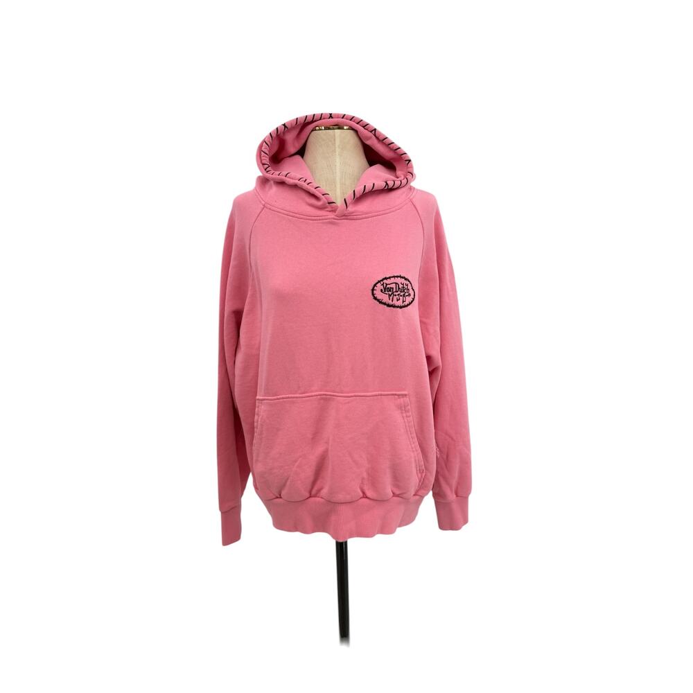 Von Dutch MJB Pink Hoodie Embroidered Logo Patch Y2K Streetwear Size Medium‎